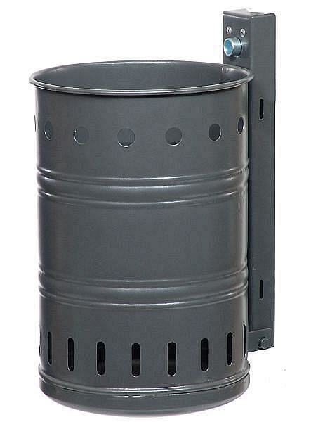 Conteneur à déchets Renner d'environ 20 L, perforé, pour montage mural et sur poteau, galvanisé à chaud et revêtement par poudre, vert mousse, 7003-00PB 6005