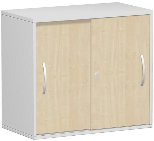 armoire à portes coulissantes geramöbel, étagère supérieure 25 mm, avec pieds réglables, verrouillable, 800x425x720, érable/gris clair, S-381501-AL