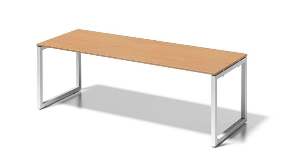 Bureau Bisley Cito, structure en O hauteur fixe 730 mm, H 19 x L 2200 x P 800 mm, hêtre/blanc signalisation, DOF2208BC396