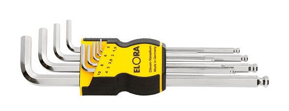 Jeu de tournevis à tête sphérique ELORA, extra-l, à 9 pièces 1,5-10 mm, dans un support en plastique, 159SKU, 0159530903000