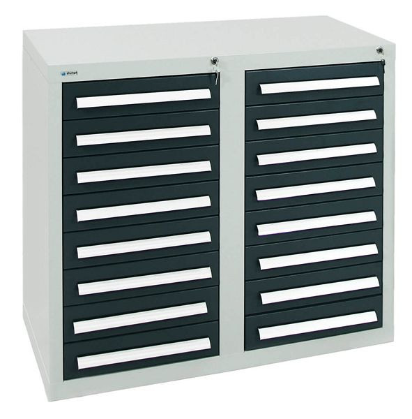 armoire à tiroirs émoussés série T-100/35-2, RAL 7035/7016, 16 tiroirs (16 x100 mm), 8152171