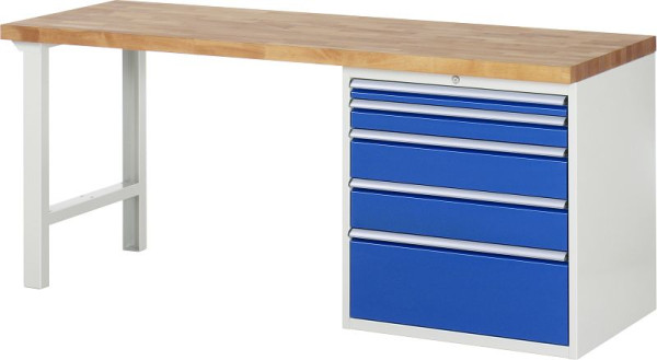 Etabli RAU série 7000 - conception modulaire, conteneur de sous-structure (5x tiroirs XL), 2000x840x700 mm, 03-7611A1-207B4S.11