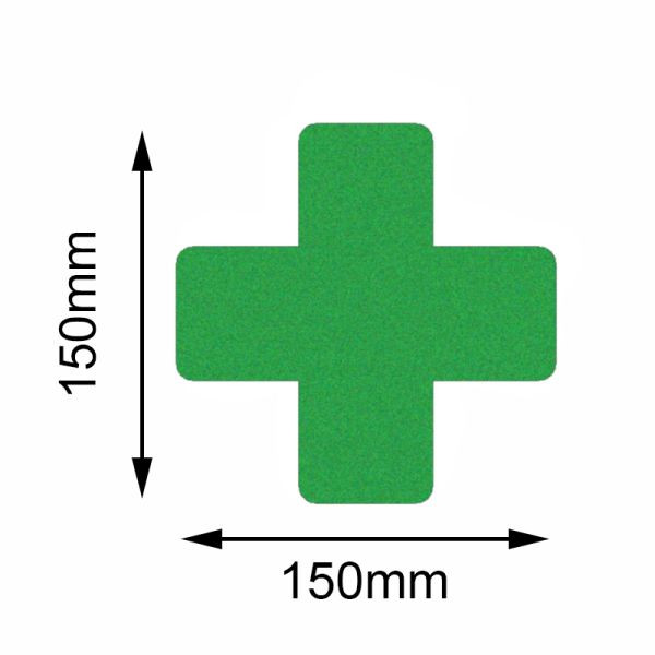 Marqueur de sol Mehlhose Croix verte de sécurité 150x150mm, UE: 10 pièces, KSUX1V10
