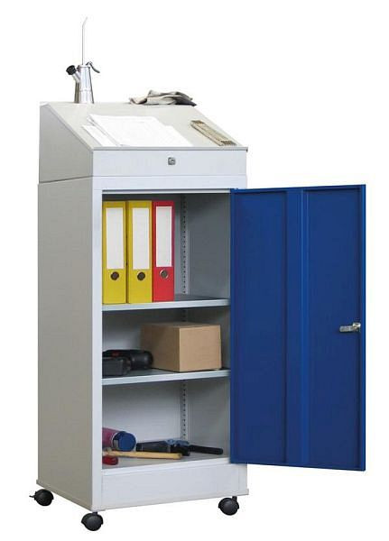 PAVOY Armoire à portes battantes combinées avec éléments d’équipement, y compris table de montage et châssis mobile, 32370-050-038