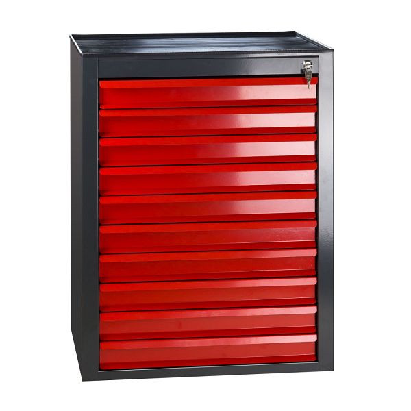 Armoire à tiroirs ADB "MAMMUT Maxi" 10 tiroirs, couleur corps : gris, RAL 7016, couleur tiroirs : rouge, RAL 3020, dimensions LxPxH : 71x55x90 cm, 24863