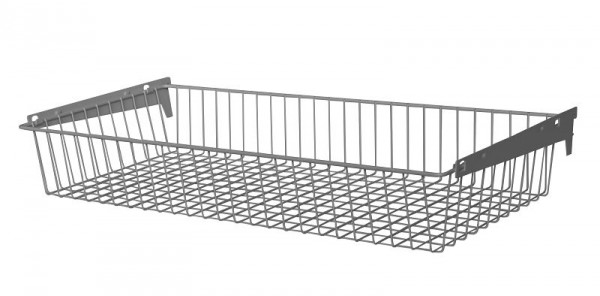 Système d'éléments PANIER EN FIL, AVEC SUPPORT, 800X350, ALU BLANC, UE: 5 pièces, 10705-00003