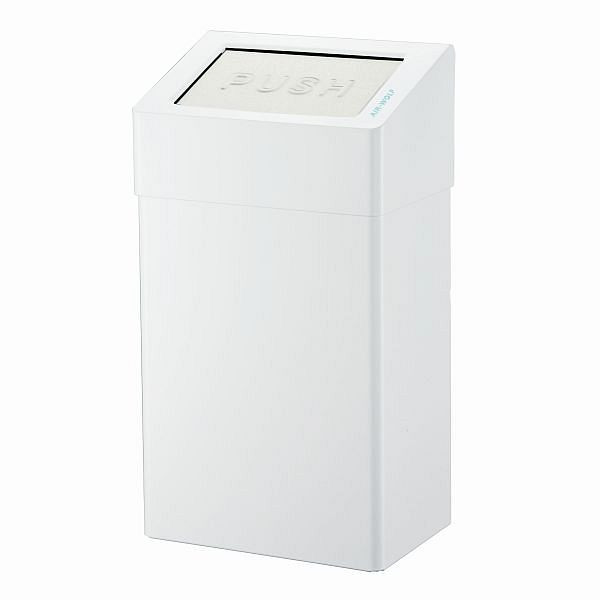 Poubelle Air Wolf d'un volume de 18 litres, série Omega, H x L x P : 507 x 278 x 183 mm, acier inoxydable blanc, 29-440