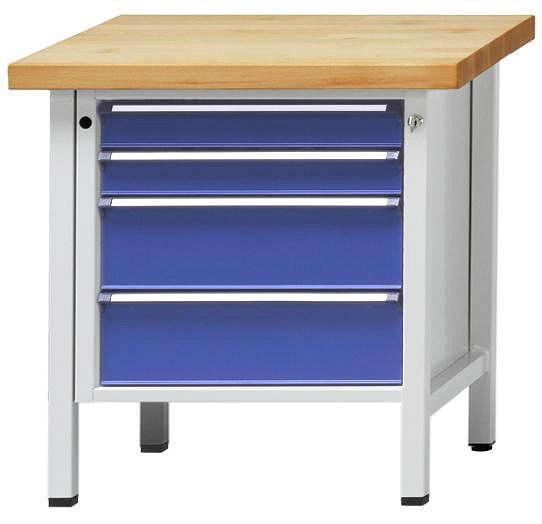 Établi d'armoire ANKE; 800 x 700 mm; RAL 7035/5010; 4 tiroirs 90, 90, 180, 180 mm