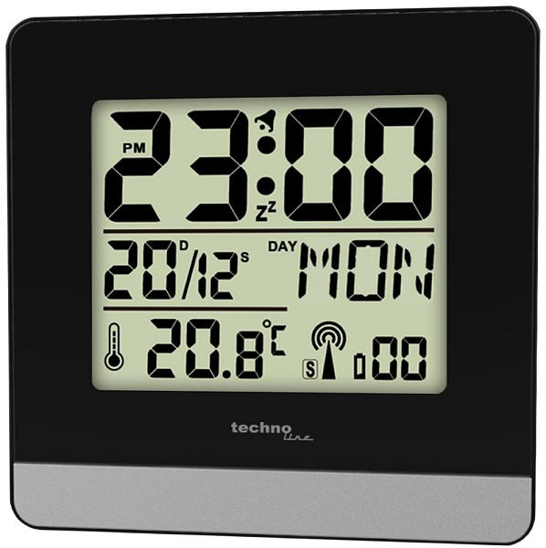 Réveil radio-piloté Technoline, horloge radio-pilotée DCF-77 avec possibilité de réglage manuel, dimensions : 79 x 79 x 30 mm, WT 260