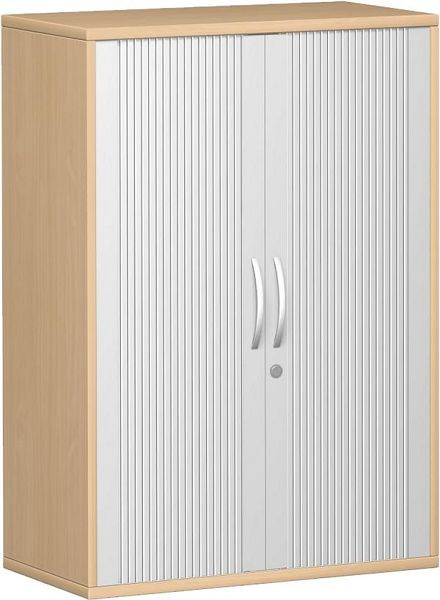 armoire à volets roulants geramöbel 2 étagères décoratives, verrouillable, 800x425x1152, argent/hêtre, N-10Q308-SB