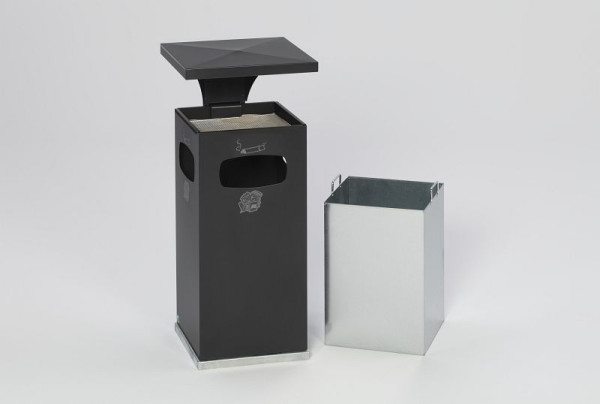Poubelle / cendrier VAR B 32 avec auvent avec insert intérieur, anthracite, 12142