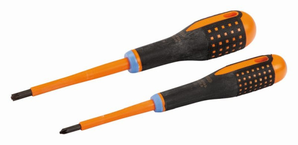 Jeu de tournevis Bahco Ergo™ isolé 2 pièces pour une utilisation dans les borniers électriques et les bornes BE-9890S