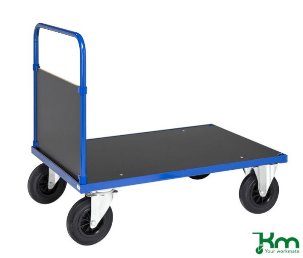 Chariot à plate-forme cloison Kongamek, 2 roulettes fixes et 2 pivotantes en caoutchouc plein avec freins, 1000 x 700 x 900 mm, Série 300, KM332-2B
