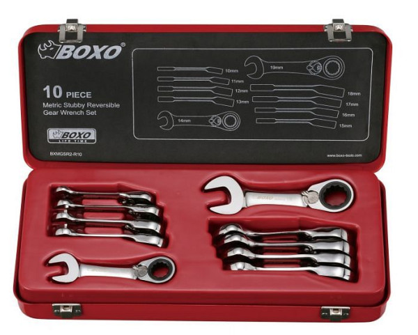 Boxo Jeu de clés mixtes à cliquet courtes 10-19 mm 10 pièces, UE : 10 pièces, B-SR0010