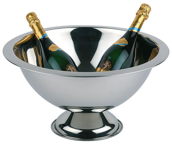 Seau à champagne APS, Ø 45 cm, hauteur : 23 cm, 12 litres, acier inoxydable, poli brillant, bord poli mat, Ø pied : 21 cm, 36046