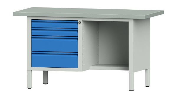 Établis ANKE Établi en caisson, modèle 334 E, 1500 x 700 x 840 mm, RAL 7035/5012, ZBP 40 mm, 510.314