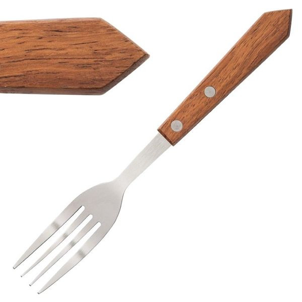 Fourchettes à steak OLYMPIA avec manche en bois, UE: 12 pièces, C137