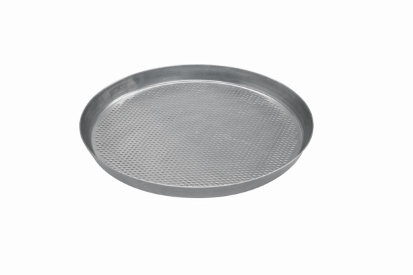 Plaque à pizza Schneider, Ø supérieur 380 mm, Ø inférieur 360 mm, hauteur 25 mm, perforation 3 mm, aluminium, 997660