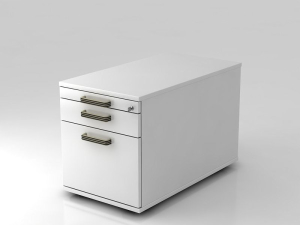 Conteneur roulant Hammerbacher 80cm, 1 tiroir, 1 HR, poignée bande de verrouillage blanc, 42,8x51,2x80 cm, 1/2/6 HE, VTC20/W/W/SG