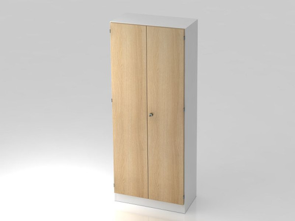 Armoire Hammerbacher 5OH avec panneau de base poignée rayée blanc/chêne, 80x42x200,4 cm (LxPxH), V6100/W/E/SG