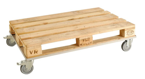 Kongamek Transpalette bas, gris, 4 roulettes pivotantes dont 2 avec freins, KM217F