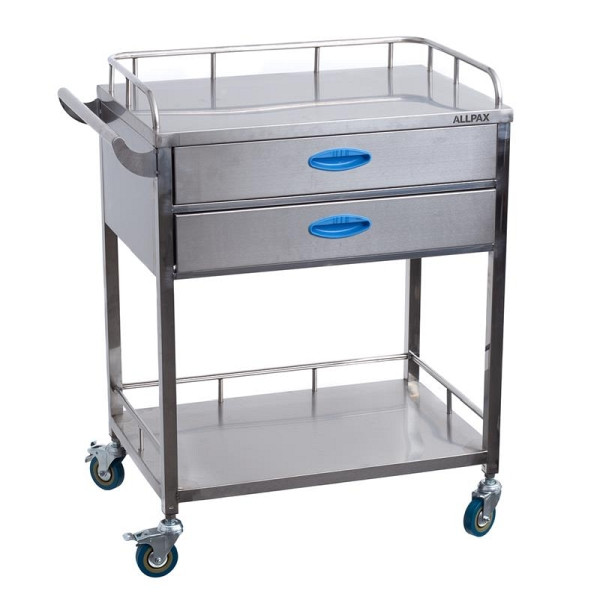 Chariot de soins ALLPAX avec 2 étagères et 2 tiroirs, 10022456