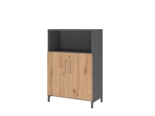 Étagère/portes Hammerbacher, 3OH, base, graphite/chêne astre, VFW38T2KU/G/R/BS