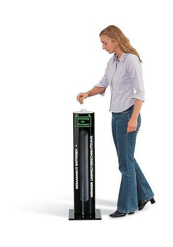 Conteneur de collecte de piles DENIOS en plastique résistant aux acides, en tant que conteneur sur pied, 30 l, 129-605