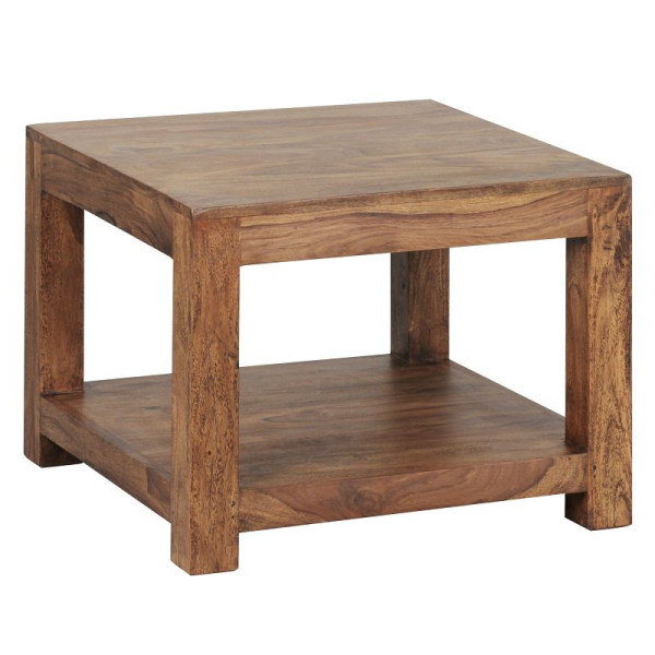 Wohnling table basse MUMBAI en bois de Sesham massif 60 x 60 cm, design marron foncé, style maison de campagne, WL1.570