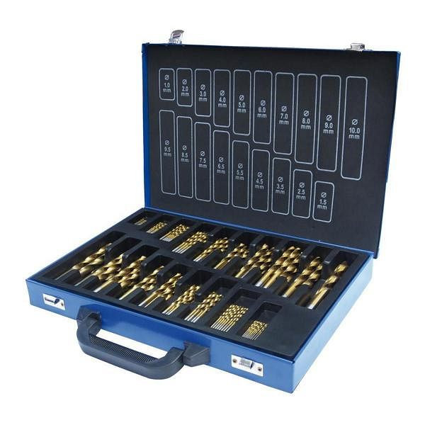 Jeu de forets hélicoïdaux Holzmann HSS, 170 pièces, 1-10 mm, TiN, SPS170TIN