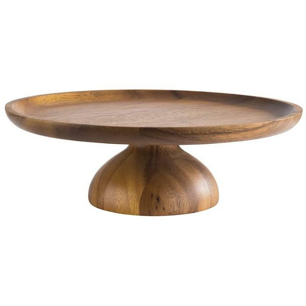 Assiette de service et à gâteau APS, Ø 24 cm, hauteur : 8 cm, bois d'acacia, dessous adapté aux meubles, -ACACIA-, 33292