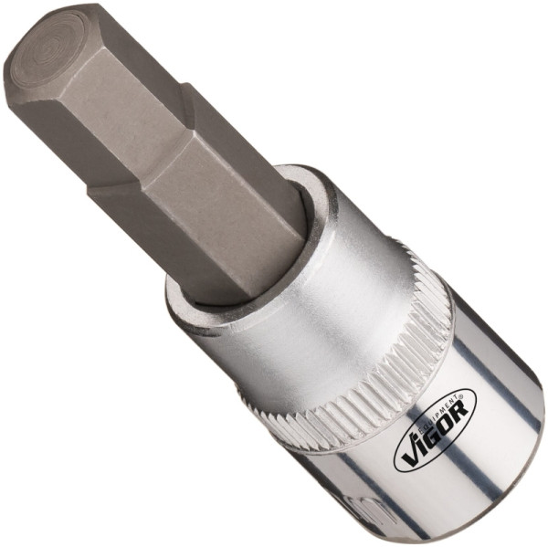 Insert de clé à douille VIGOR, carré creux 10 mm (3/8"), profil à six pans intérieurs, 9 mm, V7158-4