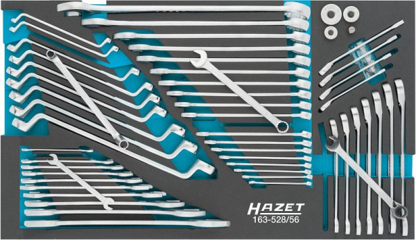 Jeu de clés HAZET, profil à six pans creux, profil de traction à double six pans extérieur, nombre d'outils : 56, 163-528/56