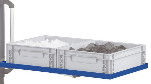 Étagère de rangement inclinable ANKE pour châssis de base; 625x410x25 mm; RAL 7035; pour montage sur châssis de base; équipé z. B. avec 2 conteneurs euro 400x300x120 mm
