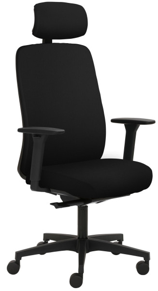 Mayer Sitzmöbel chaise pivotante, piètement en plastique, accoudoirs 3D, appui-tête rembourré, noir, tissu, 2229_AV3D_KS_SYM++_30617
