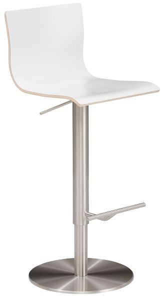 Mayer Sitzmöbel et de comptoir myHENRI, dossier haut, coque d'assise en bois, stratifié, blanc, structure chromée aspect acier inoxydable, 1226_04_818