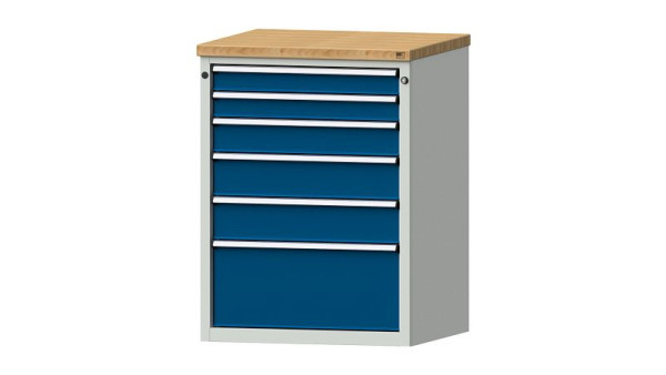 Armoire à tiroirs pour établis ANKE, modèle 3004 V, 765 x 700 x 1020 mm, RAL 7035/5010, BMP 40 mm, 611.007
