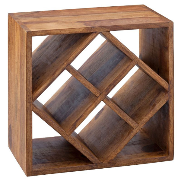Wohnling casier à vin bois massif Sheesham 40x40x25cm 8 bouteilles, WL5.673