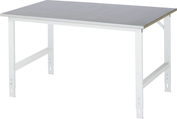 Table de travail RAU série Tom (6030) - réglable en hauteur, plan de travail avec revêtement en tôle d'acier, 1500x760-1080x1000 mm, 06-625S10-15.12