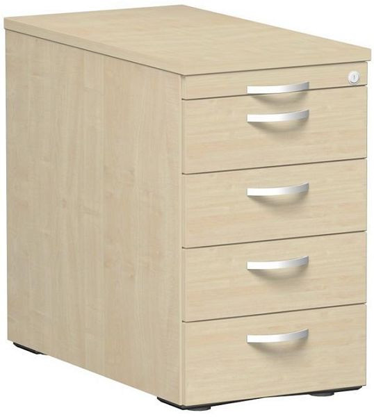 conteneur debout geramöbel avec 4 tiroirs en métal, guide de tiroir en métal, verrouillage central, 438x800x720, érable/érable/érable, N-0308SF4-AAA