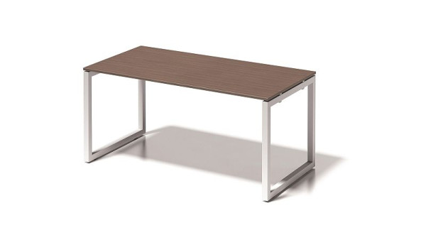 Bureau Bisley Cito, structure en O hauteur fixe 730 mm, H 19 x L 1600 x P 800 mm, noyer/blanc signalisation, DOF1608WN396