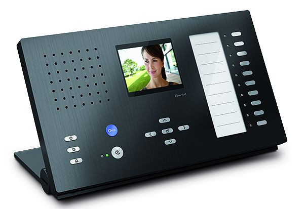 Interphone vidéo intérieur TCS pour mains libres série Carus ADAPTO + 10 boutons, appareil de table noir, CAI2210-0156