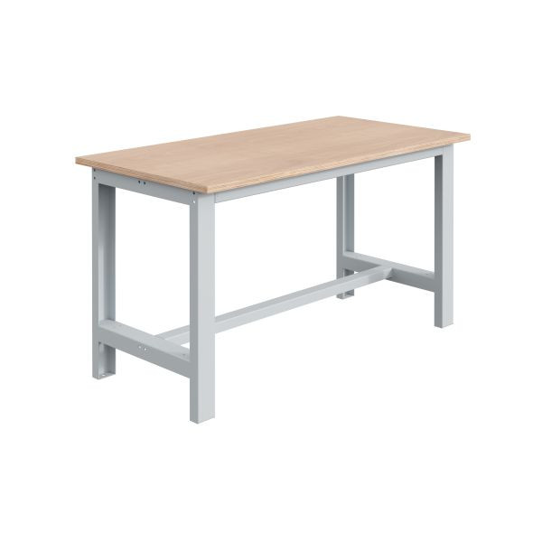 Etabli pour charges lourdes SOFAME SI L 1200 x P 750 x H 824 mm, plan de travail multiplex 24 mm, gris clair RAL 7035, W010010055GC