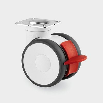 Roulette pivotante TENTE-ROLLEN avec frein, roue Ø 125 mm, capacité de charge 110 kg, hauteur hors tout 148 mm, A 92 Shore, 5947UAP125P50 RAL9002