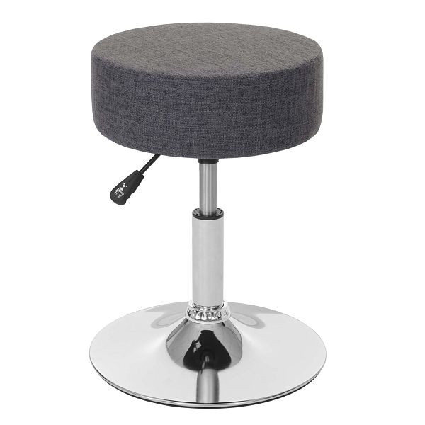 Mendler set de 2 tabourets HWC-C22, tabouret de maquillage, réglable en hauteur Ø 35cm, textile, gris, 61194