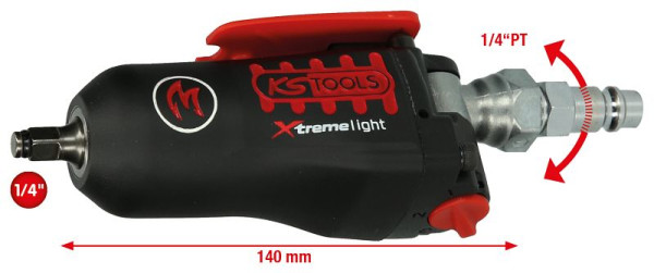 KS Tools Mini clé à chocs à air comprimé MONSTER Xtremelight 1/4" avec interrupteur à bascule, 108 Nm, 515.1470