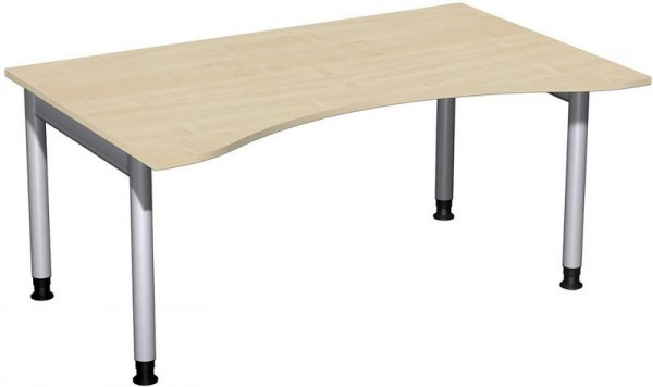 geramöbel Bureau ergonomique, réglable en hauteur, 1600x1000x680-820, érable/argent, N-657336-AS