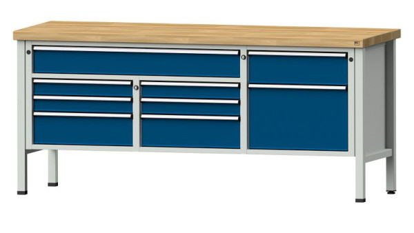 Établis ANKE Établi en caisson, modèle 282 V, 2000 x 700 x 900 mm, RAL 7035/5010, BMP 50 mm, 304.535