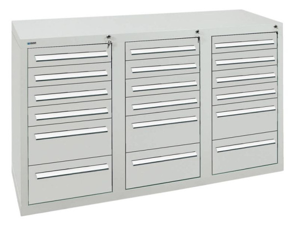 armoire à tiroirs émoussés série T-100/35-3, RAL 7035/7035, 18 tiroirs (12x100, 6x200mm), 8153507