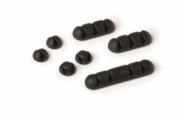 Jeu de serre-câbles DURABLE CAVOLINE® CLIP MIX (autocollant, pour 1, 2, 3 ou 4 câbles chacun), 7 pièces, graphite, UE : 7 pièces, 504137